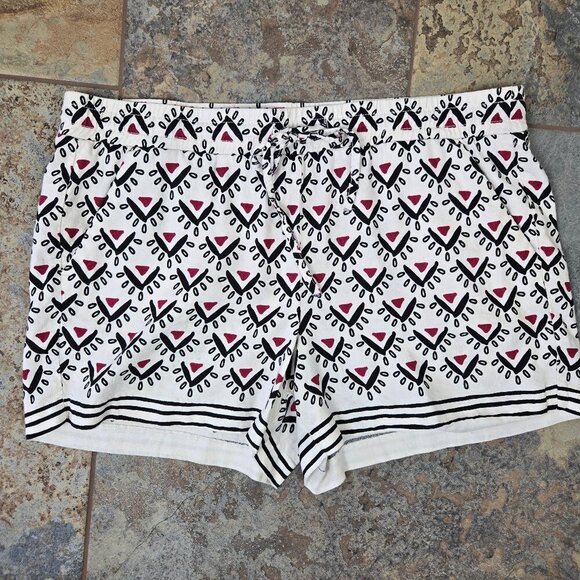 LOFT Size Large Linen Blend Pull On Shorts Elastic Drawstring Waistband Pockets - Picture 1 of 10